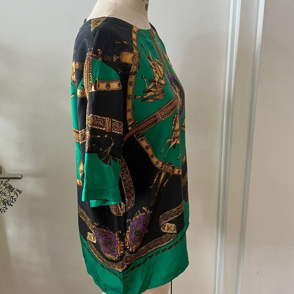 Vintage 80's STUNT‎ COLLECTION Equestrian Silk Top Size Medium - Picture 5 of 7
